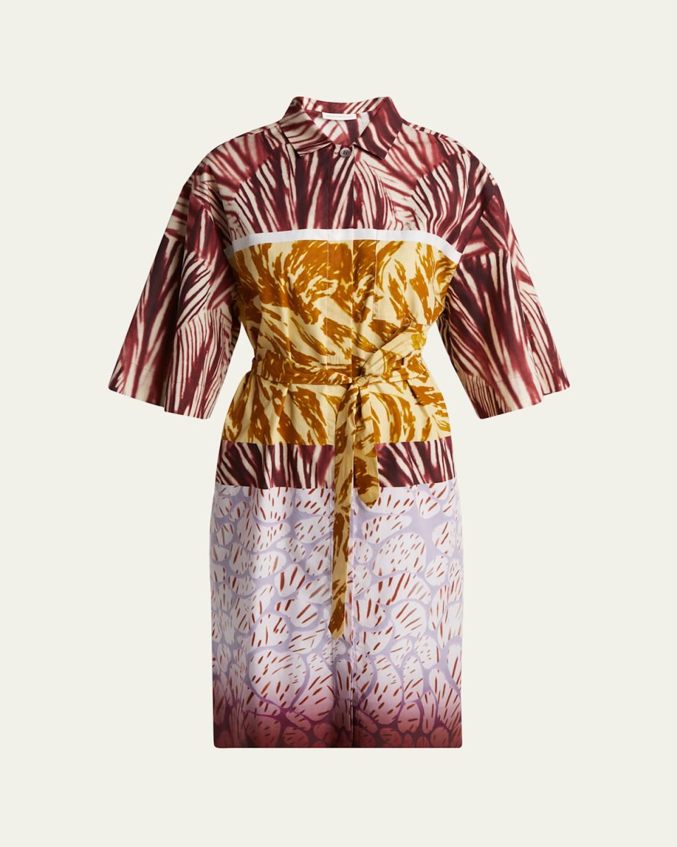 Doralia Printed Tie-Belt Shirtdress
